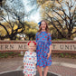 SMU White Mustang 3/4 Sleeve Pocket Twirl Dress