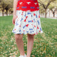 SMU White Mustang Ruffle Twirl Skort