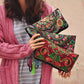 Luxury Design Flowers Clutches Pouch | Fashion Women's Wallet Wrist Handbag & Lady Vintage Envelope Phone Purse (Card Holders Pocket)