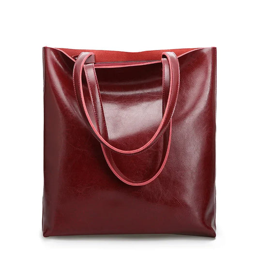 Real Genuine Leather Women's Shoulder Bags | Large Capacity Female Fashion Office Retro Handbag (Cow Leather, Big Bags for Women)