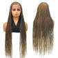 36" Blonde Cornrow Box Braided Wig | 613 Synthetic | Full Lace Front | Side Part | For Women
