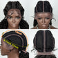 22" Box Braids Full Lace Wig | Two Curly Ponytails | Baby Hair | Synthetic Braided Wig