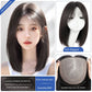 Natural Full-Head Human Hair Wig | Classy Collarbone Length Short Straight Wig with Oblique Bangs for Women (Sweet & Lovely, Elegant Style)