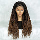 Knotless Box Braided Wig with Curly Ends & Baby Hair | Synthetic Lace Front Wig for Black Women