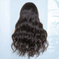 Natural Color 24" Body Wave Wig with Bangs | 180% Density Remy Human Hair Middle Part Lace
