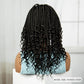 Burgundy Boho Knotless Braids Bob Wig with Curly Ends | Full Lace