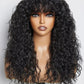 30 Inch Loose Water Wave Wig with Bangs | Full Machine Made Brazilian Remy Human Hair (Natural, All Colors Dyeable)