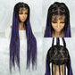 Colorful Knotless Box Braids Wig | Full Lace Cornrows | Large Braids