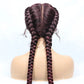 Handmade Double Dutch Cornrow Braided Wig | Natural Black Lace Front | Baby Hair | Kanekalon Synthetic Wig for Women