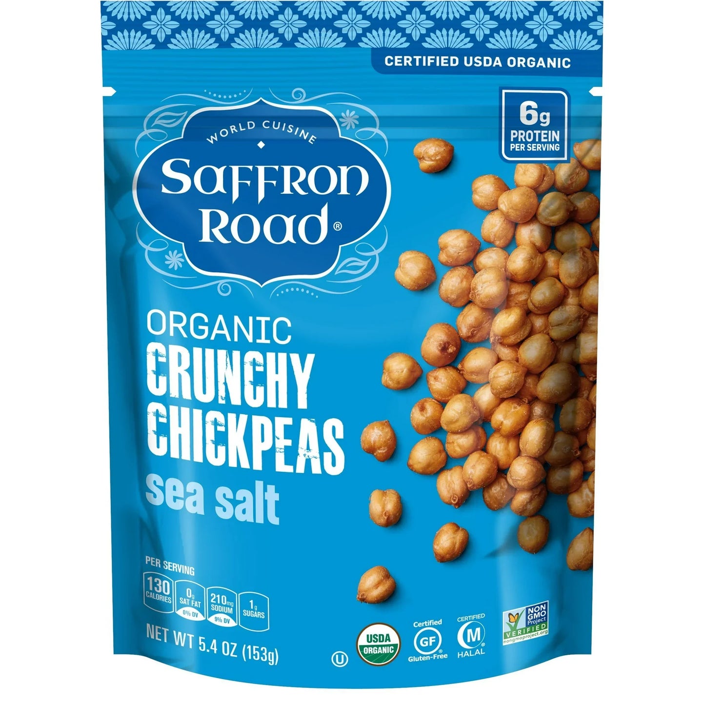 Saffron Road Crispy Sea Salt Chickpeas, 5.4 oz, Pack of 6