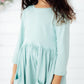 Sage 3/4 Sleeve Pocket Twirl Dress