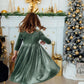 Sage Velvet Twirl Dress