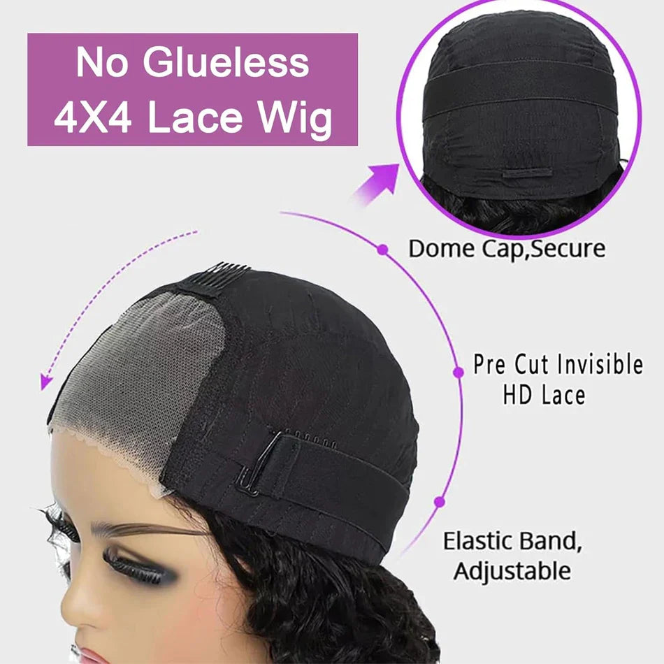 13x4 Glueless Kinky Straight Bob Wig | Ready-to-Wear | Brazilian Remy Human Hair