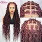 36" Butterfly Braided Full Lace Wig | Honey Blonde & Burgundy Goddess Locs | Synthetic Box Braids | Transparent Lace