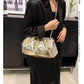 Small Luxury Design Women's Leather Silver Cloud Bag | Gold Crossbody & Ladies Party Clutch Purse (Sequined, Ruched Handbag)