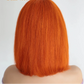 Rebecca Orange Blonde & 99J Red Straight Bob Wig with Bangs | Human Hair Machine Made