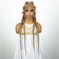 36" 27/613 Blonde Cornrow Braided Wig | Lace Frontal Box Braids | Synthetic Wig with Baby Hair for Black Women