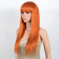 Dirty Pink Straight Human Hair Wig with Bangs | Full Machine Made Brazilian Remy for Women (Wear & Go)