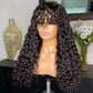 30 Inch Loose Water Wave Wig with Bangs | Full Machine Made Brazilian Remy Human Hair (Natural, All Colors Dyeable)