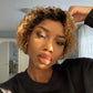 Ombre 1B/27 Pixie Cut Wigs Human Hair Curly Brazilian Virgin Hair 13x1 Transparent Lace Front Short Bob 180% Density