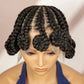 Natural Color Bantu Knot Braided Wig | Cornrow Braids | Full Lace | Heat Resistant Synthetic Wig | African Women