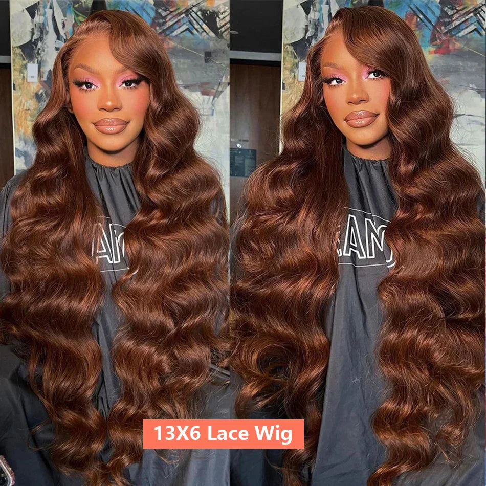 Short Bob Wig | Glueless 13x4 Lace Front Wig | Chocolate Brown Body Wave | Brazilian Remy Human Hair | Ready to Wear