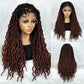 Knotless Box Braided Wig with Curly Ends & Baby Hair | Synthetic Lace Front Wig for Black Women
