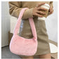 Simple Design Women's Soft Plush Hobo Shoulder Bag | Winter Furry Ladies Clutch Purse & Handbag (Fashion Female Underarm Bag)