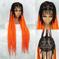 Colorful Knotless Box Braids Wig | Full Lace Cornrows | Large Braids