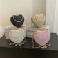 Shiny Heart Shape Metal Evening Clutch Bag for Women | Fashion Chain Shoulder Crossbody Bag (Luxury Lady Purse)