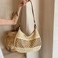 Large Capacity Summer Straw Weaving Shoulder Bag | Women's Handmade Crochet Beach Handbag & Woven Hollow Out Underarm Knitting Bag