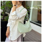 Canvas Wrinkle Bag for Women | Shoulder Bags & Pleated Bubbles Handbags (Padded Casual Underarm Quilted Tote Cloud Bag Purse)
