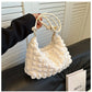Canvas Wrinkle Bag for Women | Shoulder Bags & Pleated Bubbles Handbags (Padded Casual Underarm Quilted Tote Cloud Bag Purse)