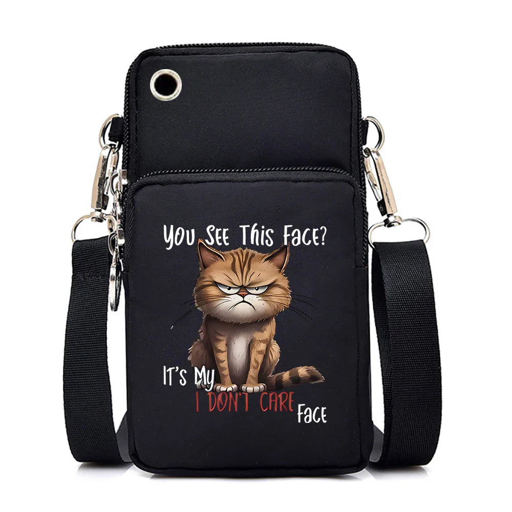 Women's Handbags Black Explosive Coffee Cat Messenger Bags | Female Cartoon Shoulder Bag Purse (Fashion Mobile Phone Crossbody Bags)
