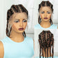 14" Short Cornrow Braids Wig | Transparent Full Lace Bob with Baby Hair