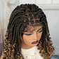 Knotless Box Boho Braided Wig with Curly Ends | Short Bob Style | Full Lace Synthetic Wig for Black Women