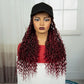 Burgundy Braided Hat Wig with Curly Ends | Knotless Braids | Adjustable Cap