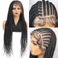36" Knotless Box Braids Wig | Fulani Cornrows | 360 Full Lace | Baby Hair | Black Women