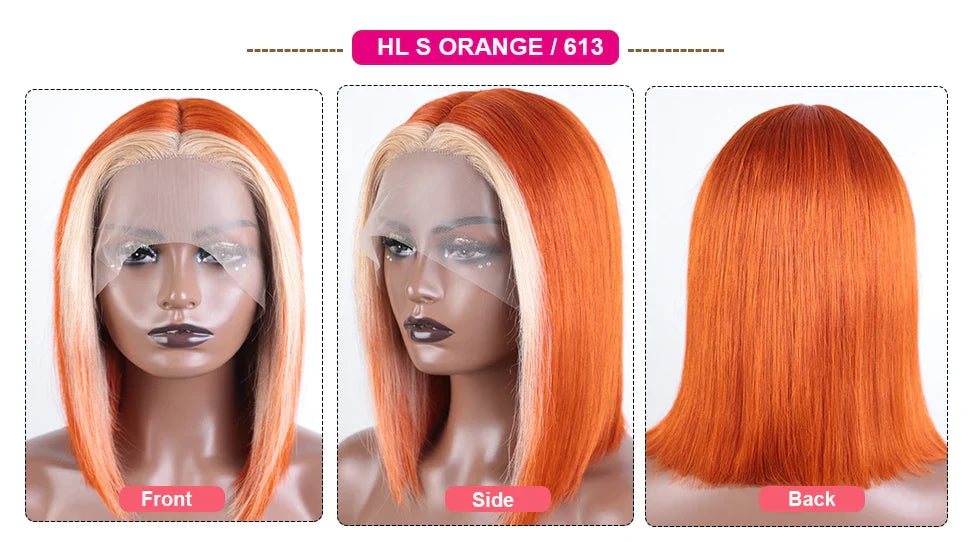 180% Density Honey Blonde Bob Wig | Straight T-Part Lace Front Brazilian Human Hair