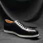 Europe 2024 Fall Luxury Men's Genuine Leather Plaid Casual Shoes | Black & Dark Brown Business Sneakers (Height Increasing)