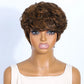 Rebecca Mixed Brown Pixie Cut Wig | Curly Side Part Brazilian Human Hair