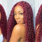 30" Curly Burgundy & Chocolate Brown 13x6 HD Lace Frontal Wig | 99J Colored Human Hair Wig for Women | Deep Wave