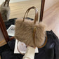 Faux Fur Tote Bag Women's | Bucket Plush Luxury Design Ladies Handbags & Soft Winter Crossbody Shoulder Bags (Bolsa Feminina)