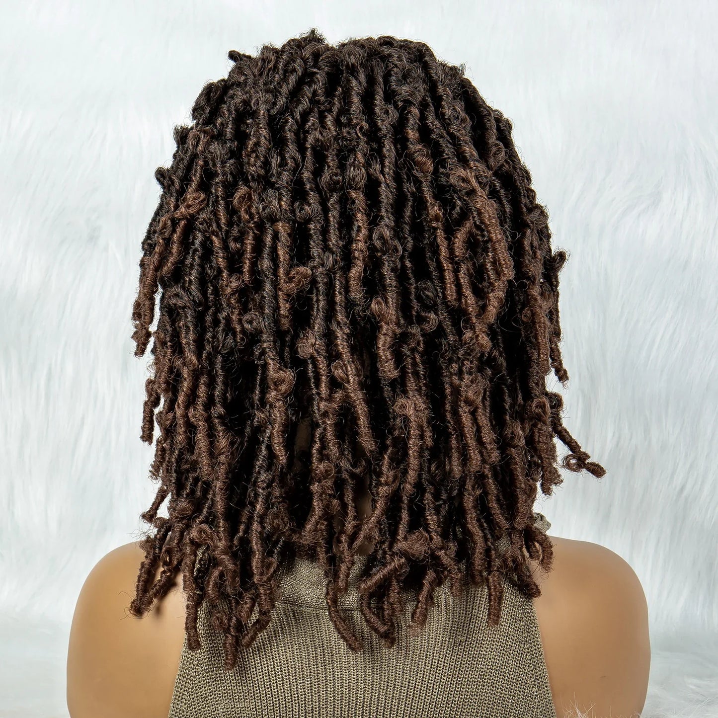 16" Short Knotless Butterfly Locs Wig | Synthetic Lace Front