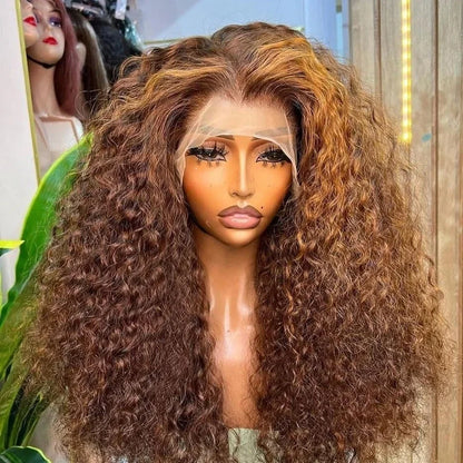 HD Transparent Highlight Deep Wave Lace Front Wig | Honey Blonde Brazilian Remy Hair
