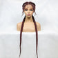 Handmade Double Dutch Cornrow Braided Wig | Natural Black Lace Front | Baby Hair | Kanekalon Synthetic Wig for Women