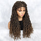 Knotless Box Braided Wig with Curly Ends & Baby Hair | Synthetic Lace Front Wig for Black Women