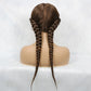 24" Dutch Cornrow Box Braid Wig | Lace Front Synthetic Wig with Baby Hair | Afro Wig for Black Women | High-Temp Fiber