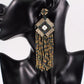 Black and Gold Tassel Drop Earrings
