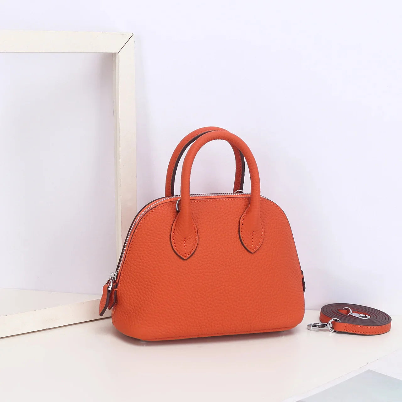 Shell Bag Women's Messenger Bag | Cow Leather Simple Shoulder Bag & Fashion Ladies Classic Handbag (Small Mobile Phone Crossbody Bag)